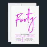Fyrtio | Hot Pink 40-årsfest inbjudan<br><div class="desc">Fira din speciella dag med denna enkla och stilrena 40-års inbjudan. Denna design har en chic penselskrift "Fyrtio" med en ren layout i svart och het rosa färg kombination. Fler designs finns tillgängliga i min butik BaraBomDesign.</div>