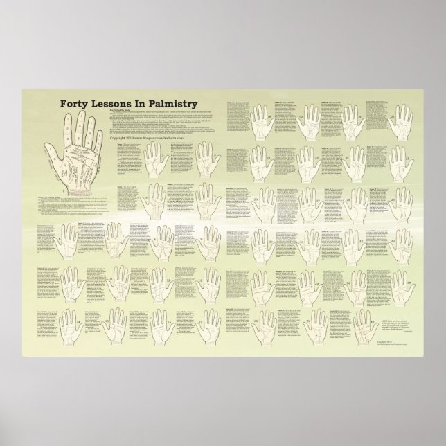 Fyrtio lärdomar i palmister, Handflatan Reading Po Poster (Framsidan)