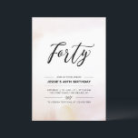 Fyrtio | Minsta vattenfärg för Party vid 40:e föde Inbjudningar<br><div class="desc">Fira din speciella dag med den här enkla 40-årsfestinbjudan. Den här designen har en snyggt som skriver skriptet "Fyrtio" med en vattenfärgsbakgrund i struktur vid en mjuk neutralt. Det finns fler inbjudningar till vuxarna och party-artiklar på min butik BaraBomDesign.</div>