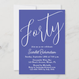 Fyrtio moderna skript Lavender Lila 40:e födelseda Inbjudningar