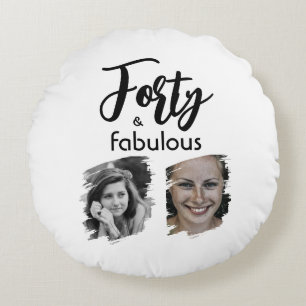 Fyrtio och Fabulous 2 Photo 40 Birthday Rund Kudde