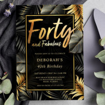 Fyrtio och Fabulous Black och Guld 40:e födelsedag