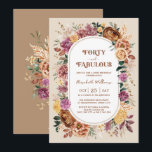 Fyrtio och Fabulous Boho Fall Blommigt 40:e födels Inbjudningar<br><div class="desc">Elegantens falldesign har rustiska vattenfärgade blommigtar blandade med grönt löv och mjölkpampasgräs i olika nyanser av bränd orange,  lila,  dammig ,  gult och moody grönt. Anpassa inbjudan med dina detaljer och om du vill ordna om stil och placera texten ytterligare trycker du på knappen "Klicka för att anpassa ytterligare".</div>