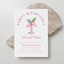 Fyrtio och Fabulous Bow & Martini 40:e födelsedage Inbjudningar