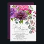 Fyrtio och Fabulous Elegant Blommigt 40:e födelsed Inbjudningar<br><div class="desc">40:e Blommigten för fettrik Elegant 40:e födelsedagsinbjudan har en snyggt vattenfärgsblombouquet i rosa,  lila och burgundi med grönt. Lägg bara till anpassningsbarna för din 40-årsinbjudan. Personlig genom att redigera texten i textrutorna. Designad av ©Evco Studio www.zazzle.com/store/evcostudio</div>