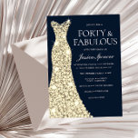 Fyrtio och Fabulous! Guld Dress Gown 40:e födelsed Inbjudningar<br><div class="desc">Fyrtio och Fabulous! Guld Dress Gown 40:e födelsedagsinbjudan Variationer till inbjudan och matchande artiklar i vår butik</div>