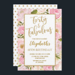 Fyrtio och Fabulous Rosa Guld Blommigt 40 födelsed Inbjudningar<br><div class="desc">Feminine  och Guld Boho Blommigt 40:e födelsedagsinbjudanMed vackra vattenfärgspennor och guld konetti sprinkles</div>