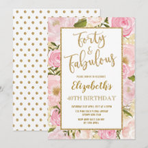 Fyrtio och Fabulous Rosa Guld Blommigt 40 födelsed