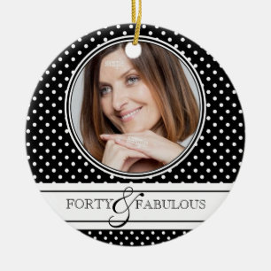 Fyrtio och Fabulous Snyggt BW Polkadots Julgransprydnad Keramik