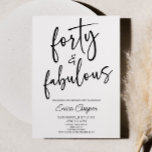 Fyrtio och falskt minsta 40:e födelsedag Party Inbjudningar<br><div class="desc">Det här är en 40:e inbjudan till 40:e födelsedagspartiet med minsta möjliga minimalistiska svartvita!</div>