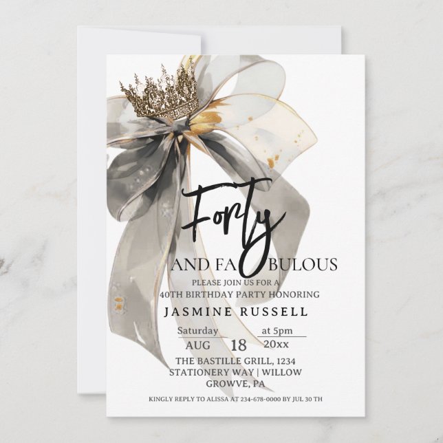 Fyrtio och ofärgad Födelsedagsfest för badet för k Inbjudningar (Framsida)