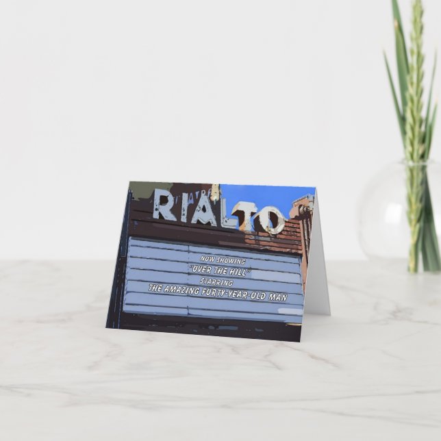 Fyrtio "Över backen" Lycka till på födelsedagen Te Kort (Framsida)