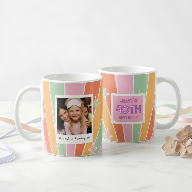 Fyrtio Retro 40-års Födelsedagsfoto Kaffemugg (Skapare uppladdad)