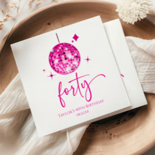 Fyrtio Rosa Disco Boll 40:e födelsedagen Party Pappersservett