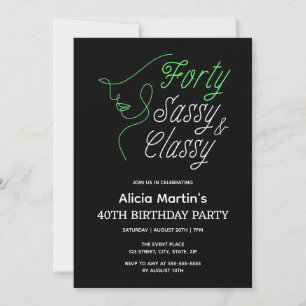 Fyrtio Sassy & Classy Black 40:e födelsedagen Part Inbjudningar