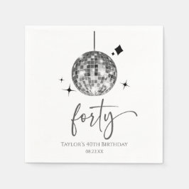 Fyrtio Silver Disco Boll 40:e födelsedagen Party Pappersservett