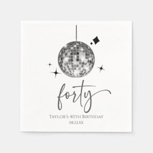 Fyrtio Silver Disco Boll 40:e födelsedagen Party Pappersservett