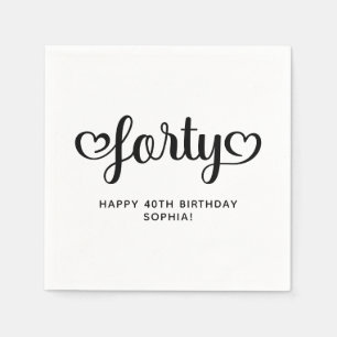 Fyrtio söta hjärtan skript 40-årsdag pappersservett
