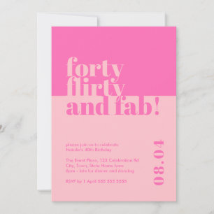 Fyrtio, Vänd och Fab Rosa 40:e födelsedagsinbjudan Inbjudningar