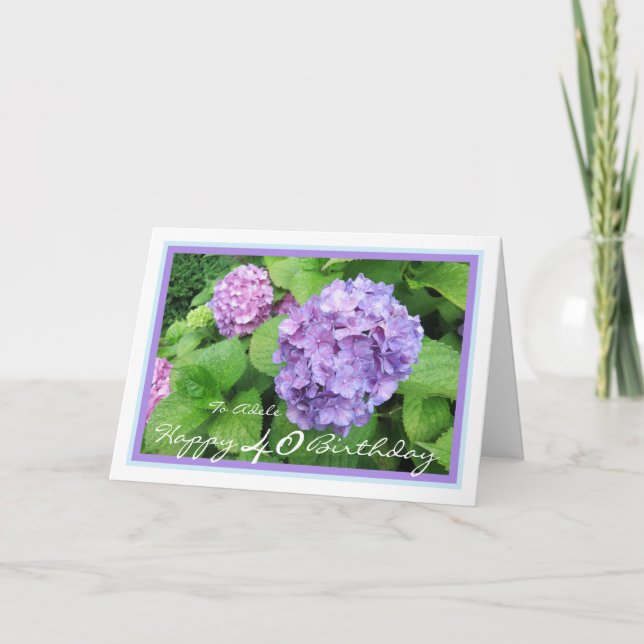Fyrtioårsfirande Adele Hydrangeor Elegant Modern Kort (Framsida)
