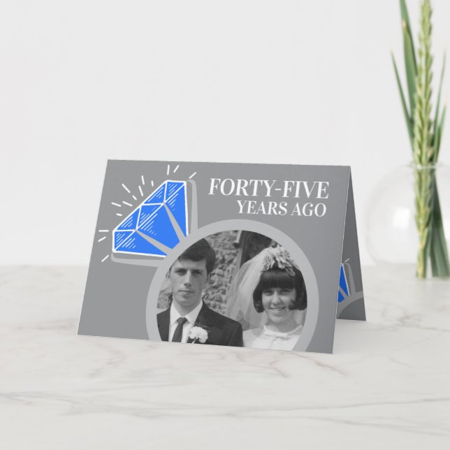Fyrtiofemårssafir ring nu fotografi kort (Framsida)