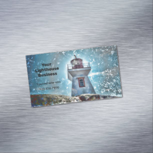 Fyrtiohavets blå Nautical Rustic Coastal Magnetiska Visitkort