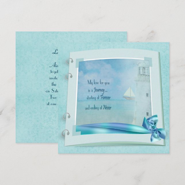 Fyrtorn Bröllop Bok Inbjudan (Fram/baksida)