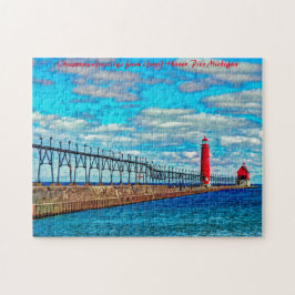 Fyrtorn Grand Haven Pier Michigan. Pussel