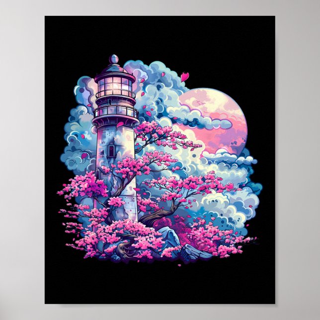 Fyrtorn Hus vid havet Segling Hav Strand Båttur Poster (Framsidan)