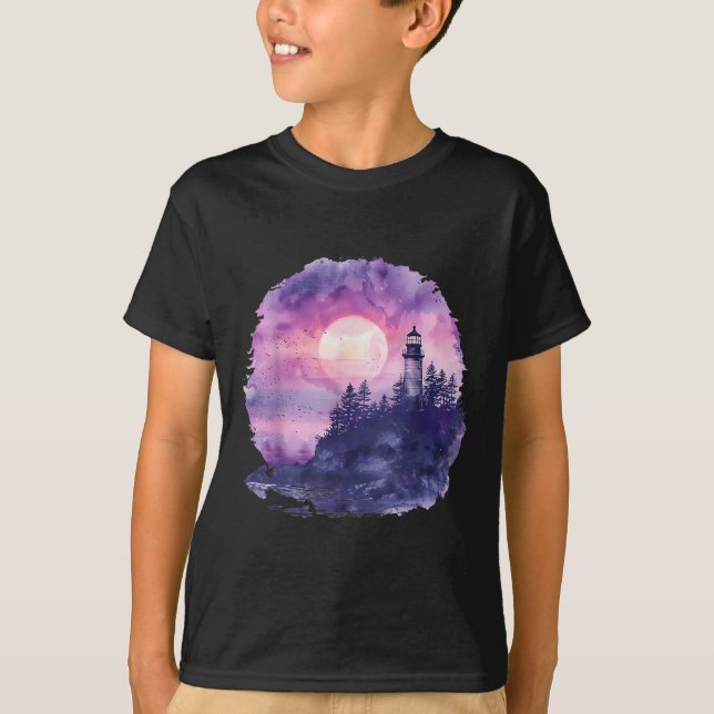 Fyrtorn Hus vid havet Segling Hav Strand Båttur T Shirt (Framsida)