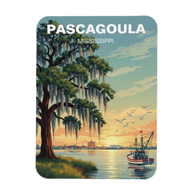 Fyrtorn i Pascagoula Mississippi Magnet (Vertikal)
