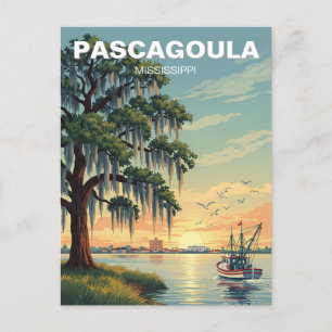Fyrtorn i Pascagoula Mississippi Vykort