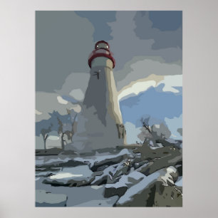 Fyrtorn i Snö Poster