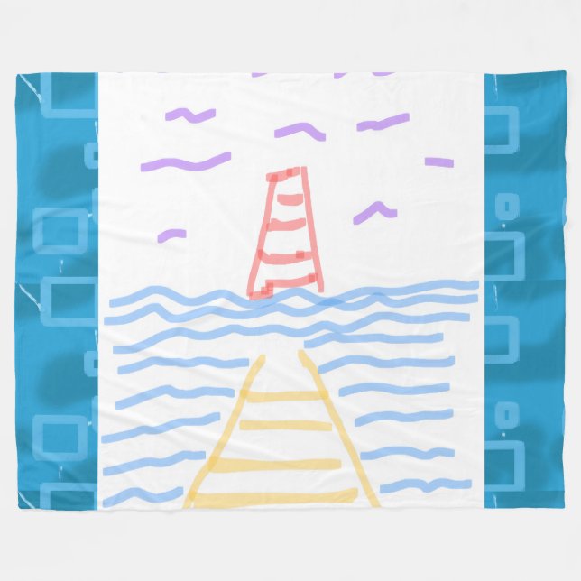 Fyrtorn och Pier Fleece Blanket (Framsidan (Horisontell))