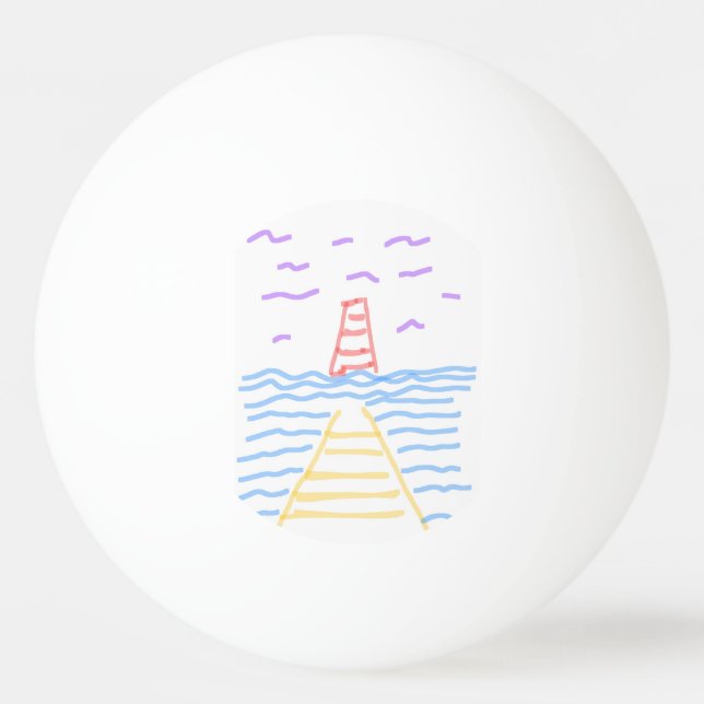 Fyrtorn och Pier Picnic Ping Pong Boll (Framsidan)