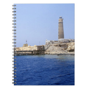 Fyrtorn på Brother Islands, Röda havet, Egypten Anteckningsbok Med Spiral