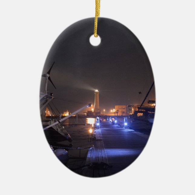 Fyrtorn på Licata. Julgransprydnad Keramik (Framsidan)