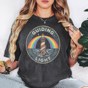 Fyrtorn Regnbåge Retro Märke Ledande Ljus T Shirt