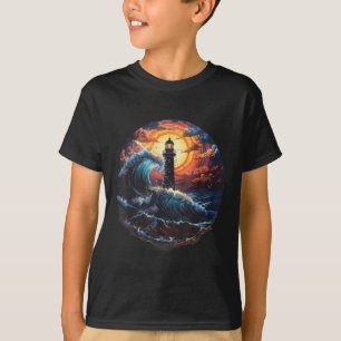 Fyrtorn Sjöhus Segling Hav Båttur Ljus T Shirt