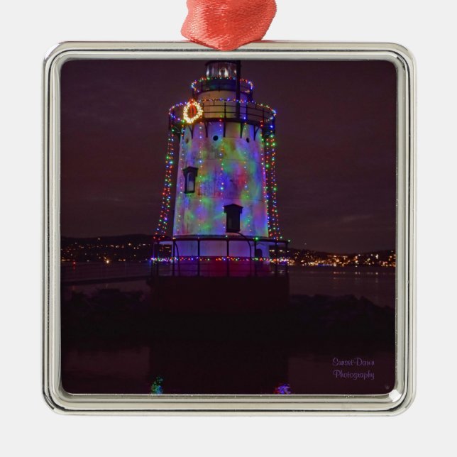 Fyrtorn vid jul julgransprydnad metall (Framsidan)