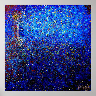 Fyrtorn vid nattpointillism Fine Art Print Poster