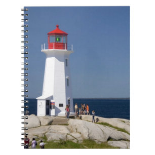 Fyrtorn vid Peggy's Cove, Nova Scotia, Kanada. Anteckningsbok Med Spiral