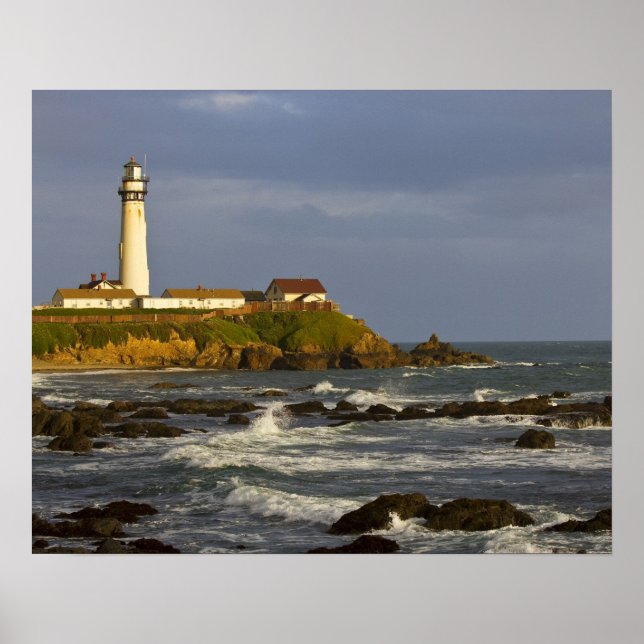 Fyrtorn vid Pigeon Point State Beach i San 2 Poster (Framsidan)