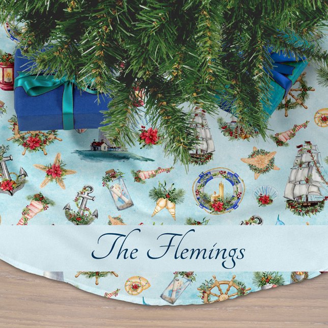 Fyrtorna Fraktaser Nautisk jul, Namn Julgransmatta Borstad Polyester (Skapare uppladdad)
