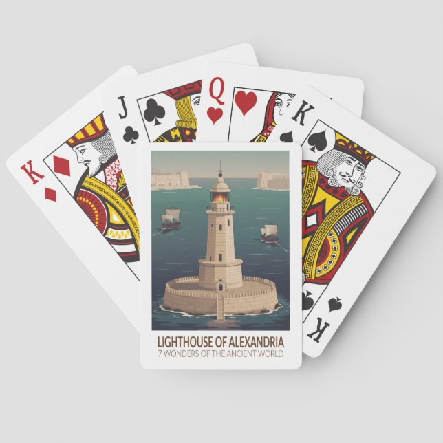 Fyrtornet i Alexandria 7 underverk i världen Casinokort (Baksidan)