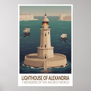 Fyrtornet i Alexandria 7 underverk i världen Poster