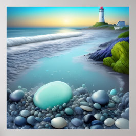 Fyrtornsstenar vid Soluppgångens Kustlandskap 🌅 Poster