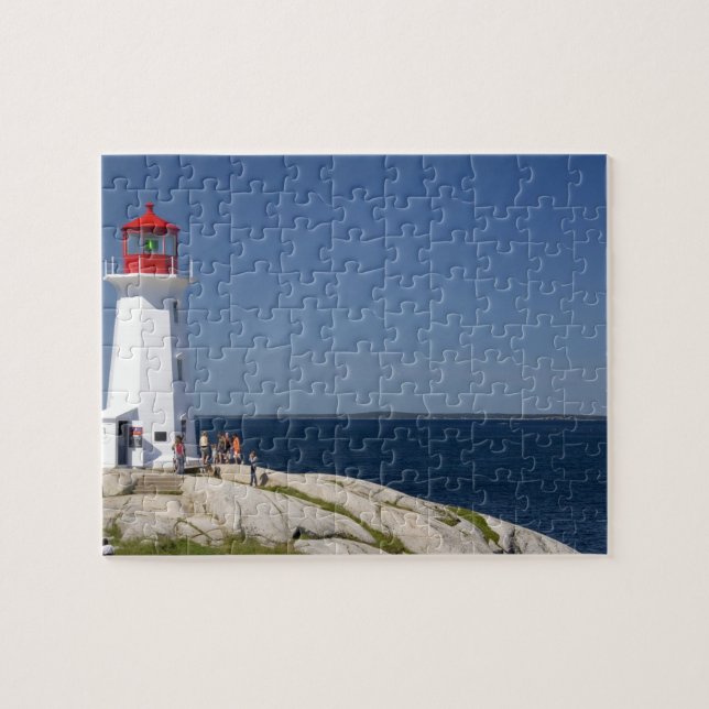 Fyrtorse på Peggy's Cove, Nova Scotia, Kanada. Pussel (Horisontell)
