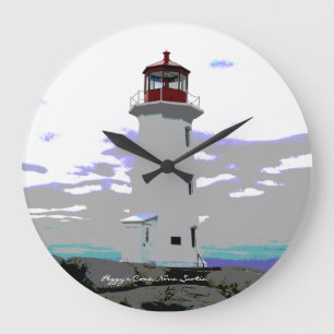 Fyrväggen tar tid på Peggys Cove Nova Scotia Stor Klocka