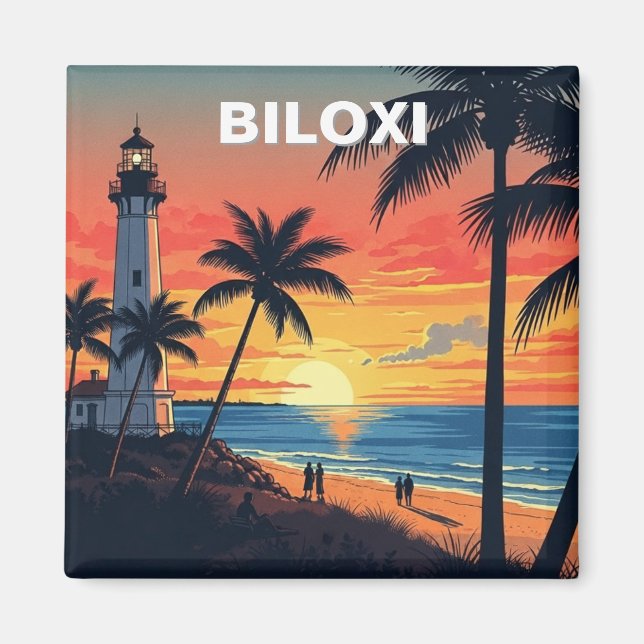 Fyrvågor och persikor i Biloxi Mississippi Magnet (Framsidan)